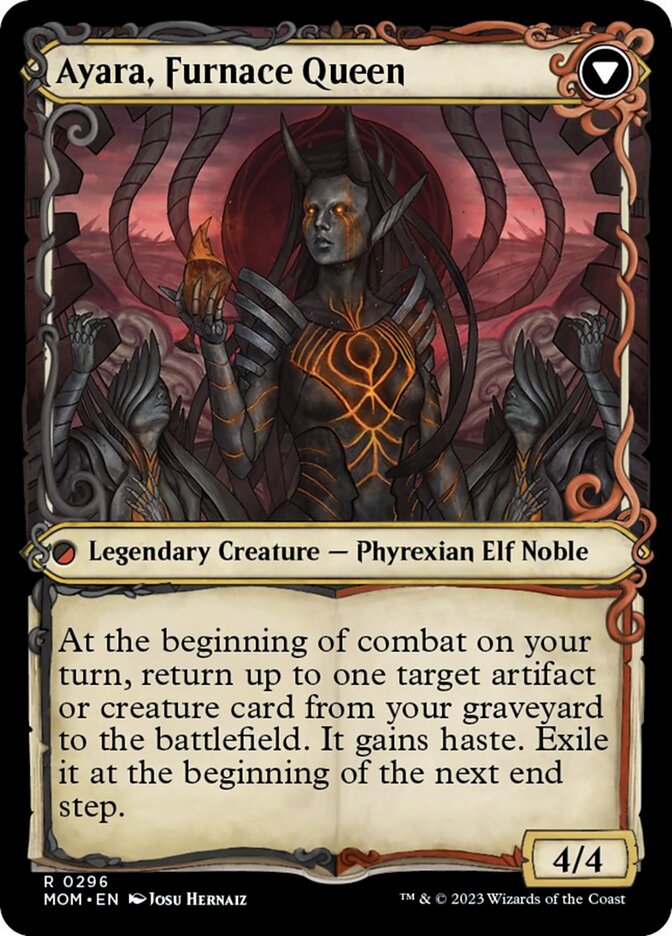Ayara, Widow of the Realm // Ayara, Furnace Queen (Showcase Planar Booster Fun) [March of the Machine] - Destination Retro