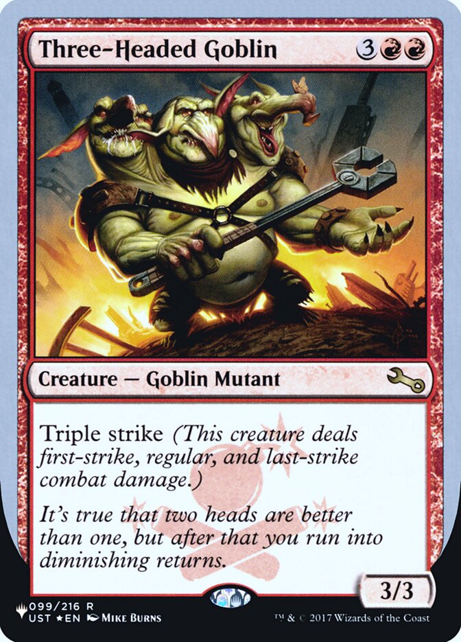 Three-Headed Goblin (Unfinity Foil Edition) [The List] - Destination Retro