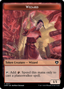 Chandra, Torch of Defiance Emblem // Wizard Double-Sided Token [Commander Masters Tokens] - Destination Retro