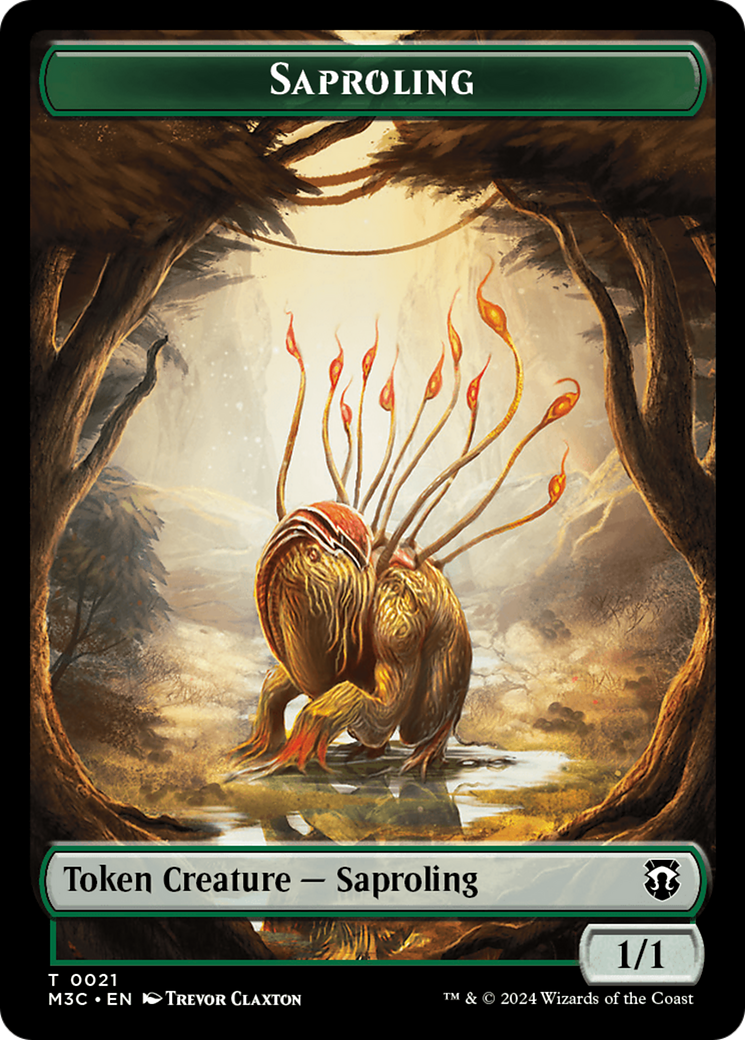 Tarmogoyf (Ripple Foil) // Saproling Double-Sided Token [Modern Horizons 3 Commander Tokens] - Destination Retro