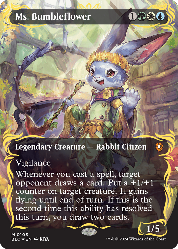 Ms. Bumbleflower (Borderless) (Raised Foil) [Bloomburrow Commander] - Destination Retro