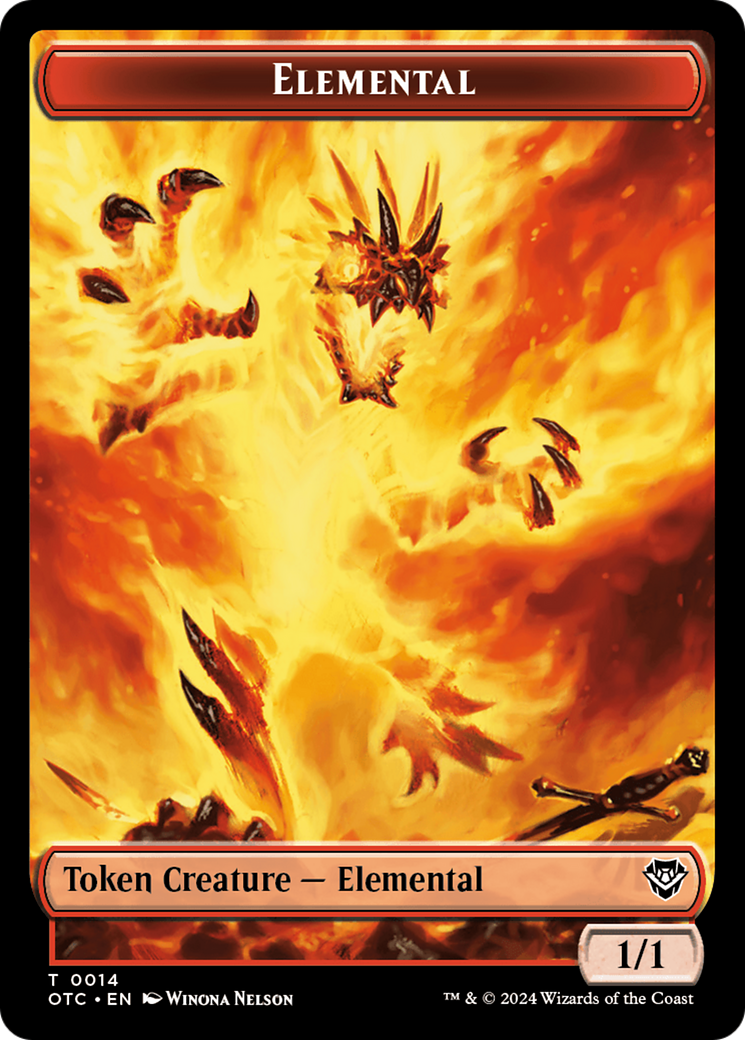 Elemental (0014) // Soldier (0026) Double-Sided Token [Outlaws of Thunder Junction Commander Tokens] - Destination Retro