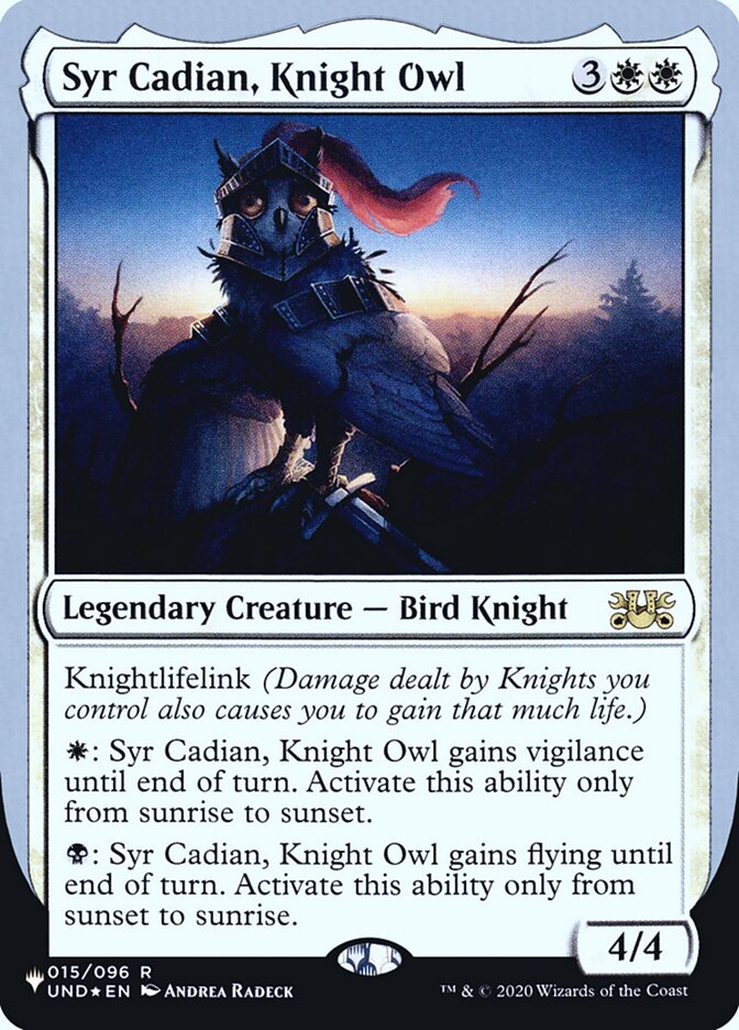Syr Cadian, Knight Owl (Unfinity Foil Edition) [The List] - Destination Retro