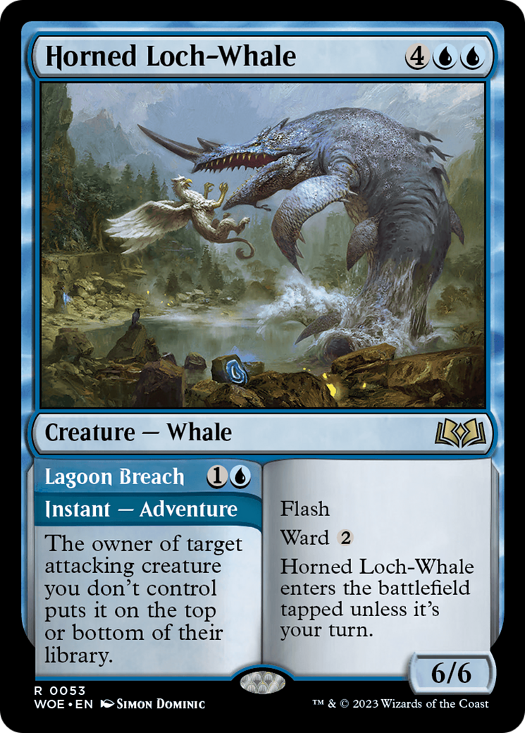 Horned Loch-Whale // Lagoon Breach [Wilds of Eldraine] - Destination Retro
