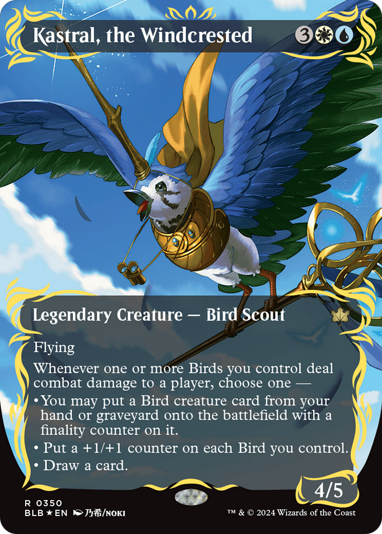 Kastral, the Windcrested (Borderless) (Raised Foil) [Bloomburrow] - Destination Retro