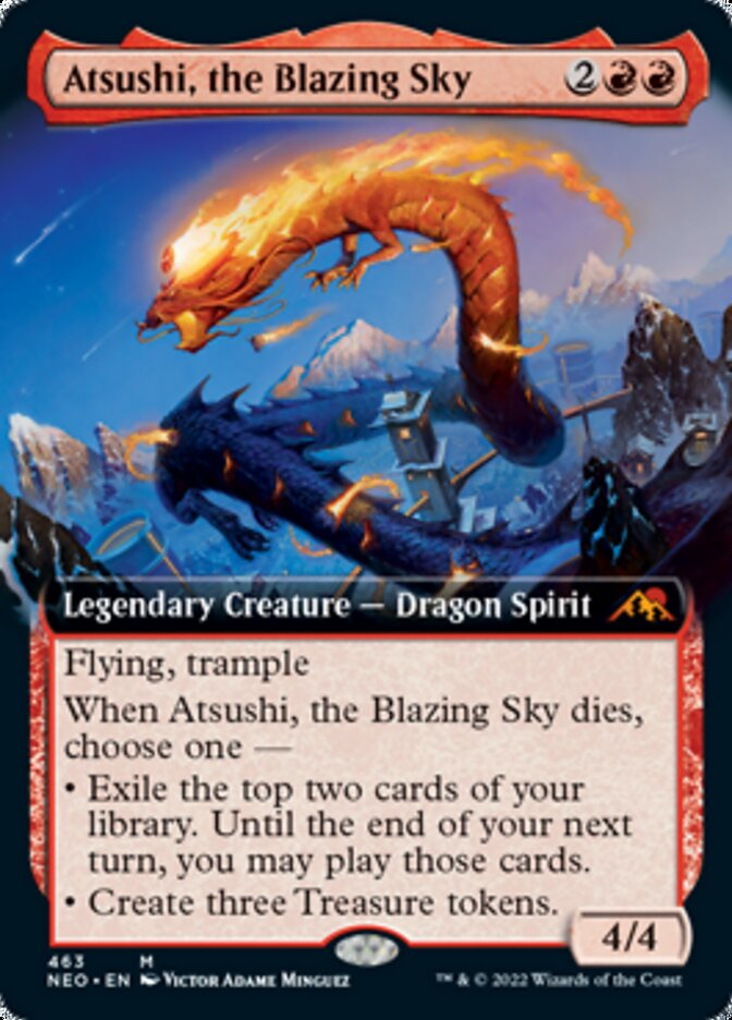 Atsushi, the Blazing Sky (Extended Art) [Kamigawa: Neon Dynasty] - Destination Retro