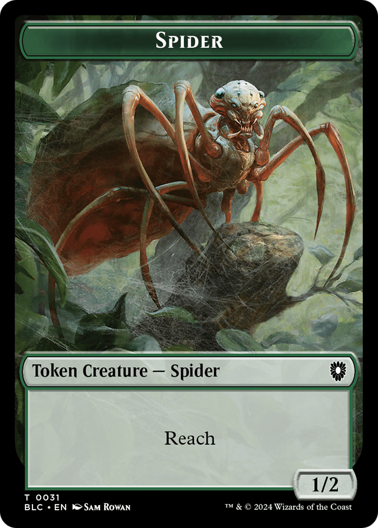 Spider // Blood Double-Sided Token [Bloomburrow Commander Tokens] - Destination Retro