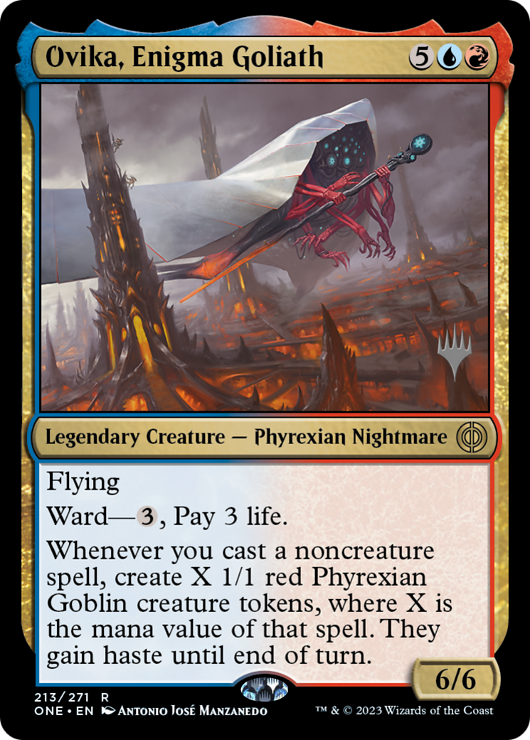 Ovika, Enigma Goliath (Promo Pack) [Phyrexia: All Will Be One Promos] - Destination Retro