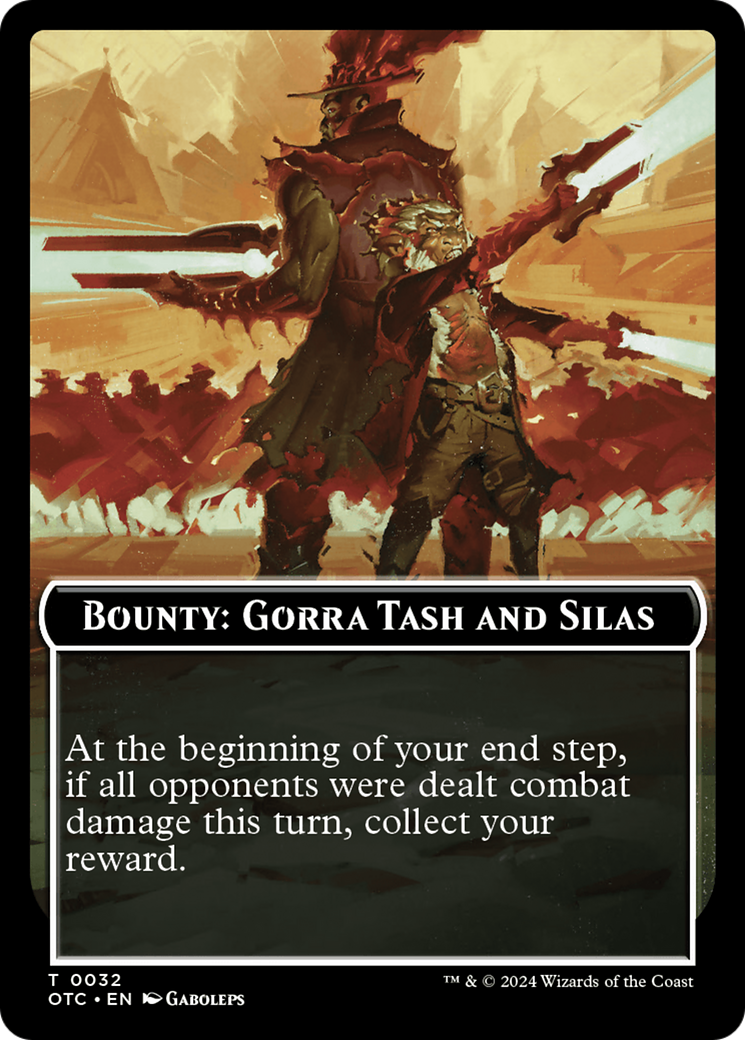 Bounty: Gorra Tash and Silas // Bounty Rules Double-Sided Token [Outlaws of Thunder Junction Commander Tokens] - Destination Retro
