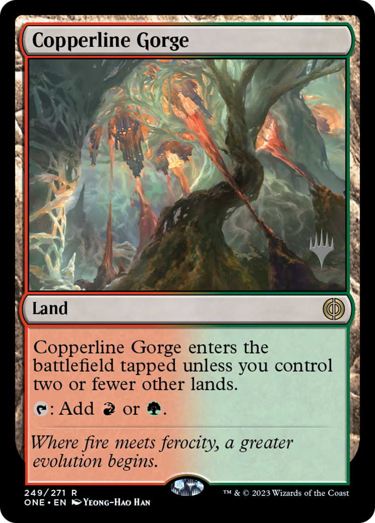 Copperline Gorge (Promo Pack) [Phyrexia: All Will Be One Promos] - Destination Retro