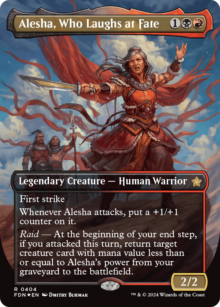 Alesha, Who Laughs at Fate (Borderless) (Mana Foil) [Foundations] - Destination Retro
