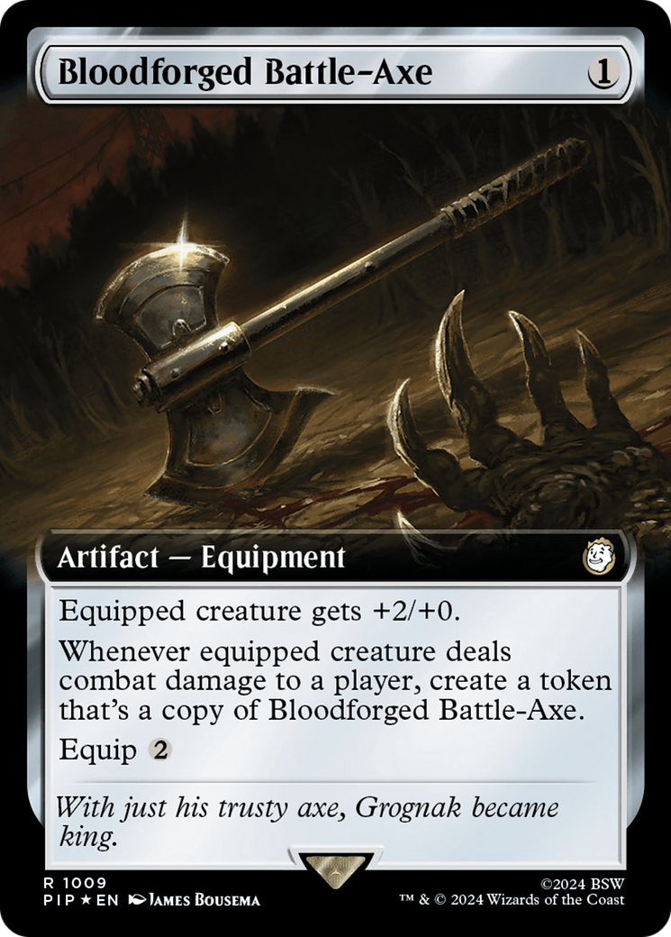 Bloodforged Battle-Axe (Extended Art) (Surge Foil) [Fallout] - Destination Retro