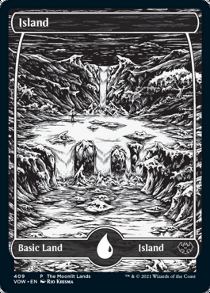Island (The Moonlit Lands) (Foil Etched) [Innistrad: Crimson Vow Promos] - Destination Retro