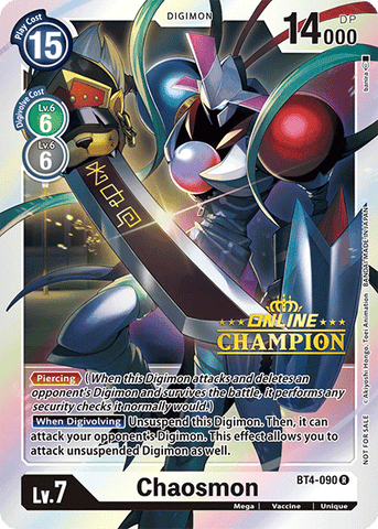 Chaosmon [BT4-090] (Online Champion) [Great Legend Promos] - Destination Retro