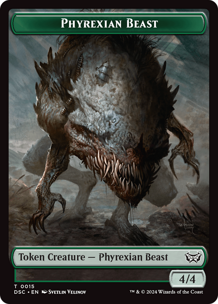 Phyrexian Beast //Manifest Double-Sided Token [Duskmourn: House of Horror Commander Tokens] - Destination Retro