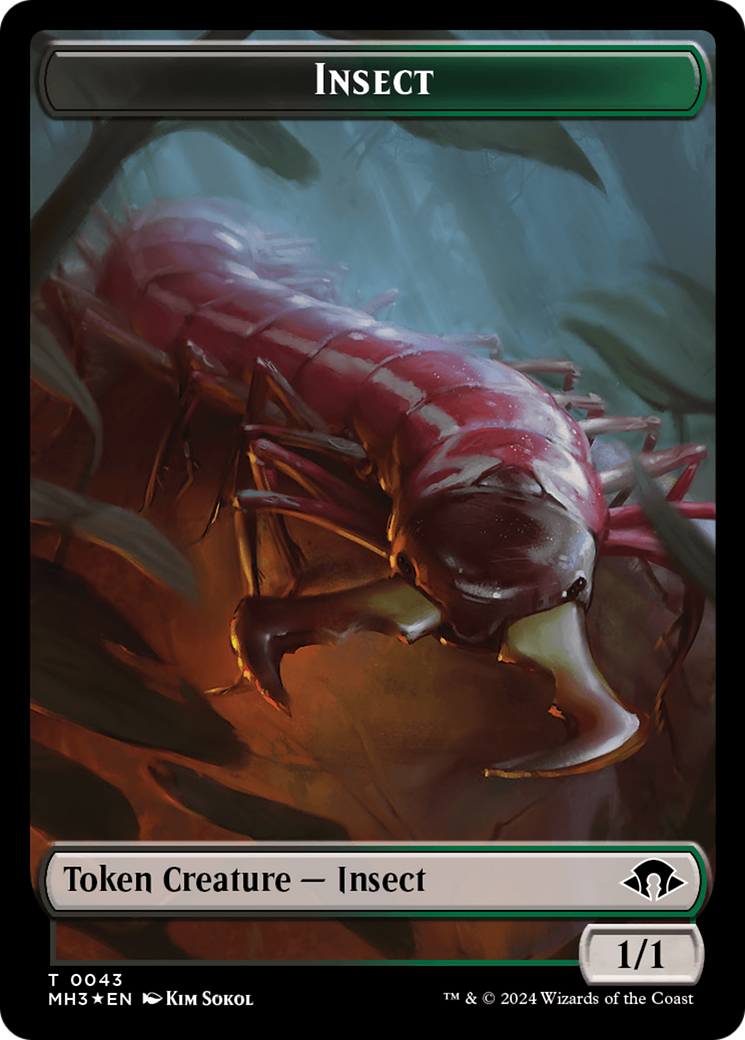 Insect (0043) (Ripple Foil) // Zombie Double-Sided Token [Modern Horizons 3 Tokens] - Destination Retro