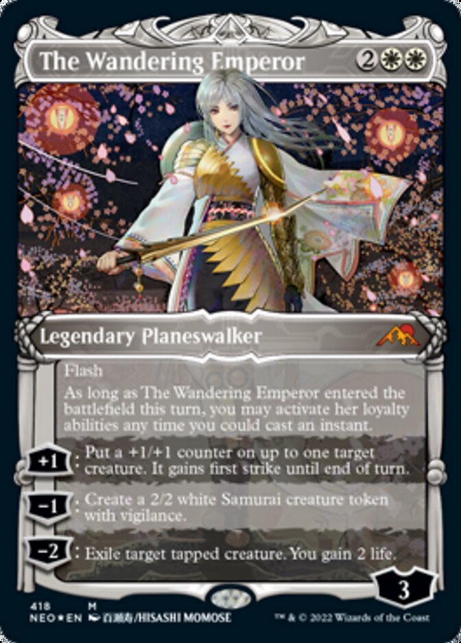 The Wandering Emperor (Showcase) (Foil Etched) [Kamigawa: Neon Dynasty] - Destination Retro