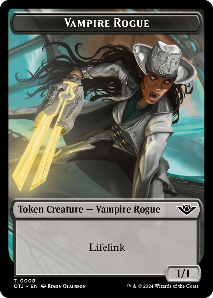 Treasure // Human Rogue Double-Sided Token [Outlaws of Thunder Junction Tokens] - Destination Retro