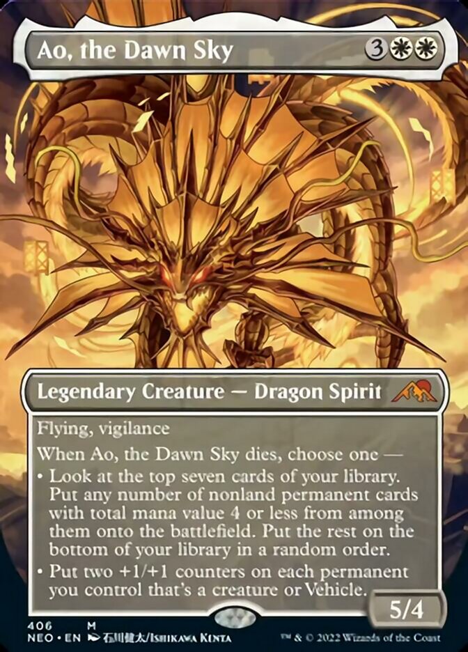 Ao, the Dawn Sky (Borderless Alternate Art) [Kamigawa: Neon Dynasty] - Destination Retro
