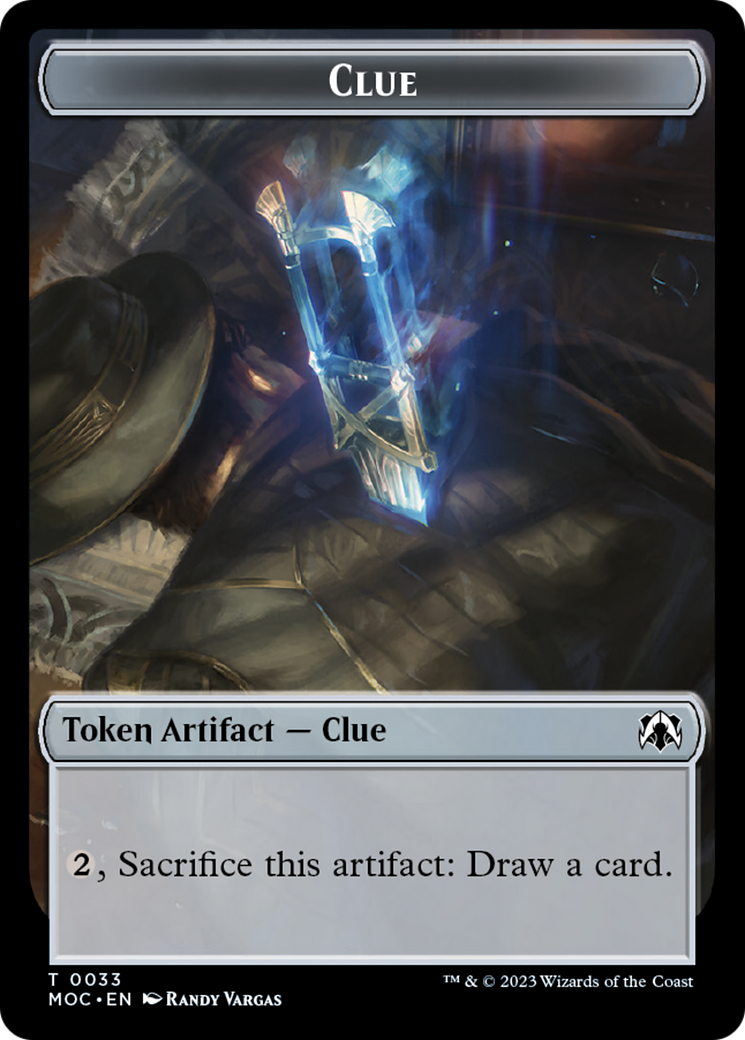 Golem // Clue Double-Sided Token [March of the Machine Commander Tokens] - Destination Retro