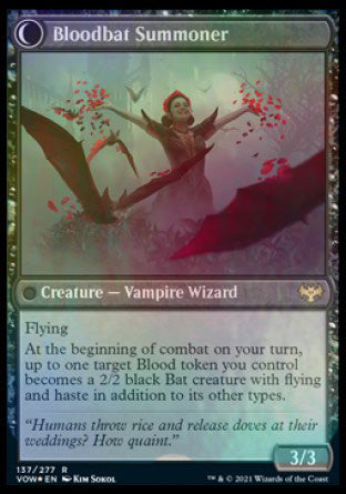 Voldaren Bloodcaster // Bloodbat Summoner [Innistrad: Crimson Vow Prerelease Promos] - Destination Retro