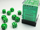 SUPPLIES - DICE - CHX 25805 - OPAQUE 36D6 GREEN/WHITE 12MM - Destination Retro