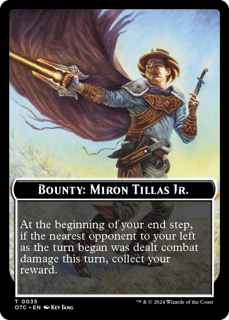 Bounty: Miron Tillas Jr. // Bounty Rules Double-Sided Token [Outlaws of Thunder Junction Commander Tokens] - Destination Retro