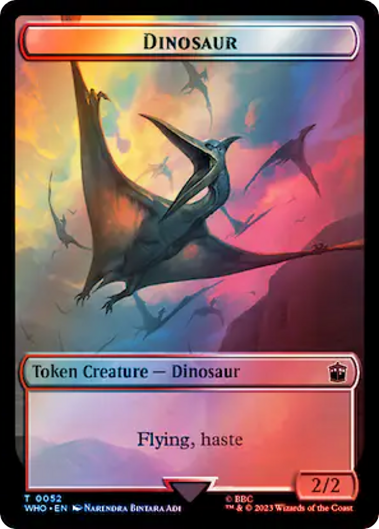 Human Rogue // Dinosaur Double-Sided Token (Surge Foil) [Doctor Who Tokens] - Destination Retro