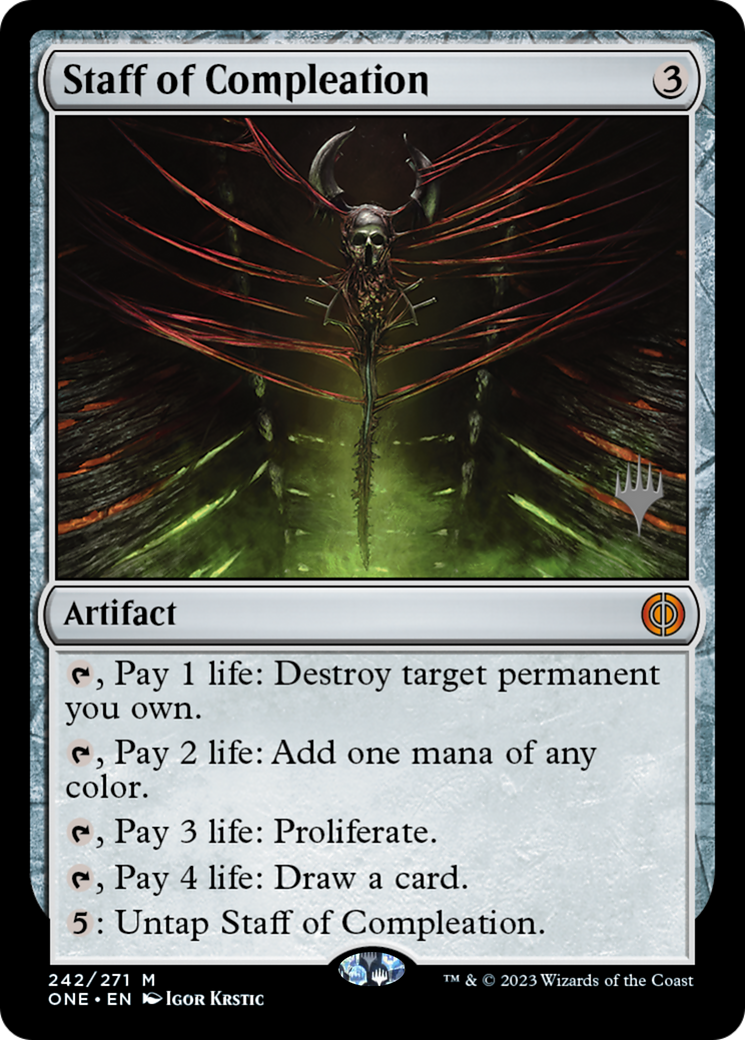 Staff of Compleation (Promo Pack) [Phyrexia: All Will Be One Promos] - Destination Retro