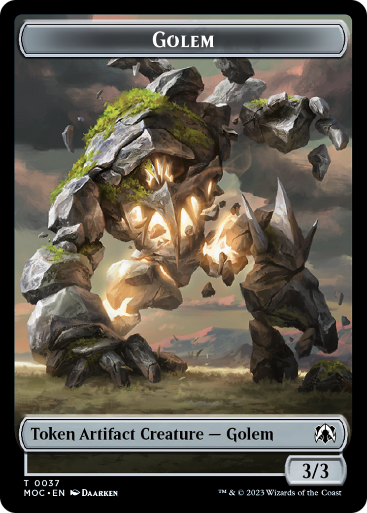Golem // Clue Double-Sided Token [March of the Machine Commander Tokens] - Destination Retro
