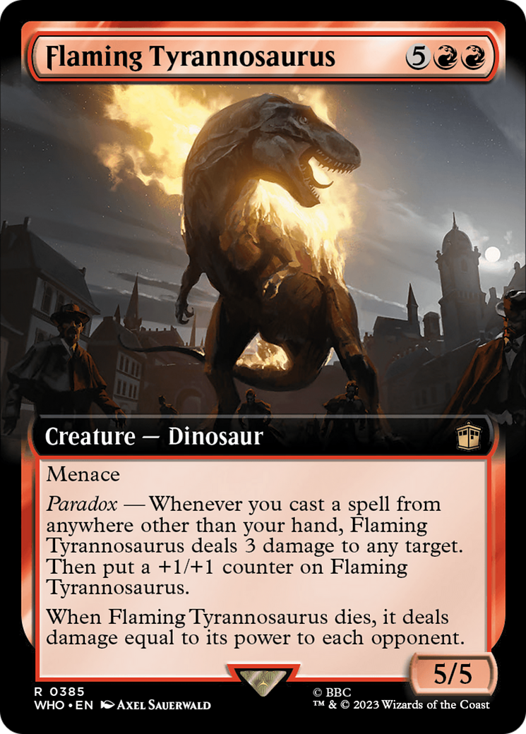 Flaming Tyrannosaurus (Extended Art) [Doctor Who] - Destination Retro