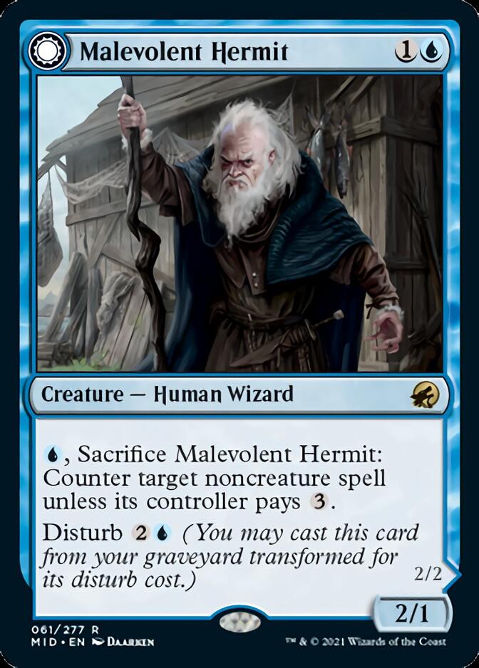 Malevolent Hermit // Benevolent Geist [Innistrad: Midnight Hunt] - Destination Retro