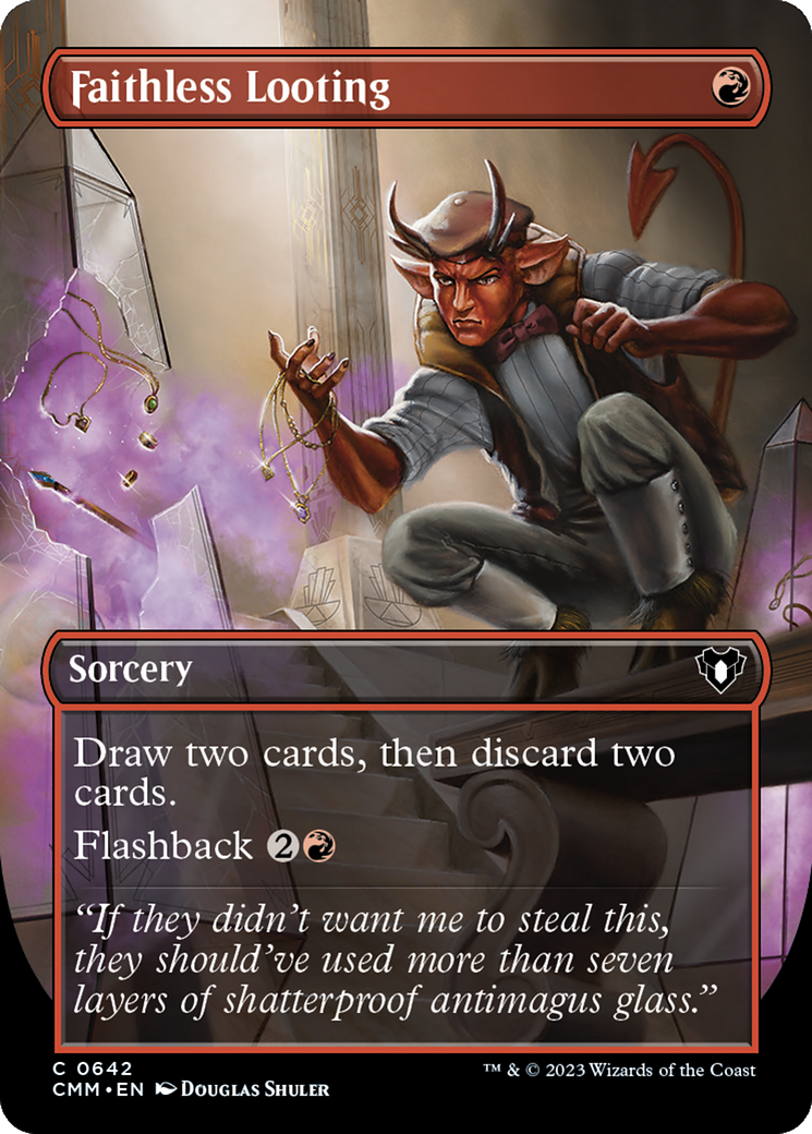 Faithless Looting (Borderless Alternate Art) [Commander Masters] - Destination Retro