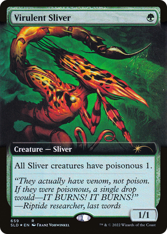 Virulent Sliver (Extended Art) (Step-and-Compleat Foil) [Secret Lair Drop Promos] - Destination Retro