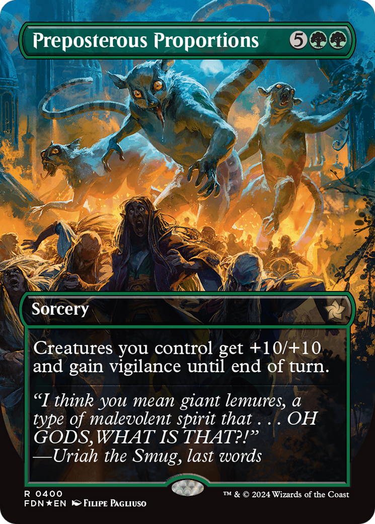 Preposterous Proportions (Borderless) (Mana Foil) [Foundations] - Destination Retro