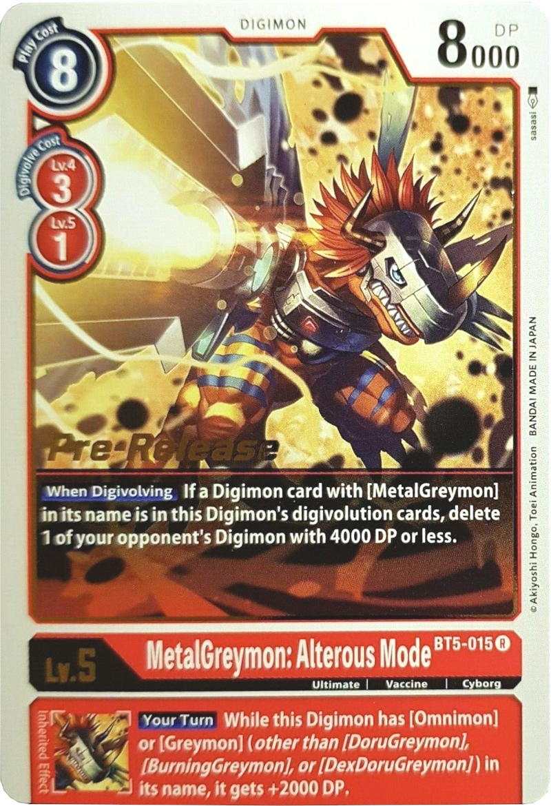 MetalGreymon: Alterous Mode [BT5-015] [Battle of Omni Pre-Release Promos] - Destination Retro