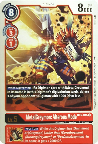 MetalGreymon: Alterous Mode [BT5-015] [Battle of Omni Pre-Release Promos] - Destination Retro