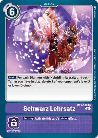 Schwarz Lehrsatz [BT7-108] [Next Adventure] - Destination Retro