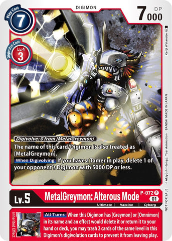 MetalGreymon: Alterous Mode [P-072] (Update Pack) [Promotional Cards] - Destination Retro