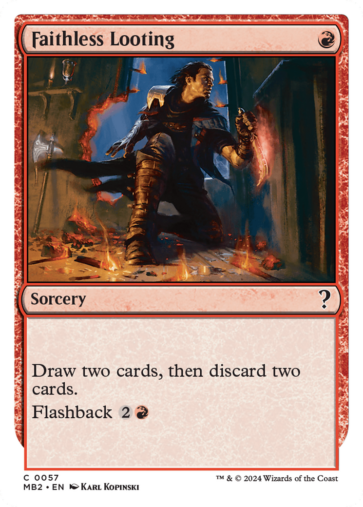 Faithless Looting (White Border) [Mystery Booster 2] - Destination Retro