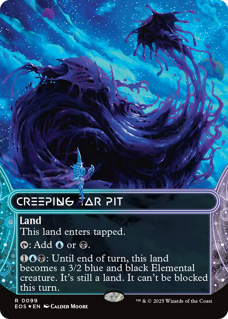 Creeping Tar Pit (0099) (Borderless) (Galaxy Foil) [Edge of Eternities: Stellar Sights] - Destination Retro