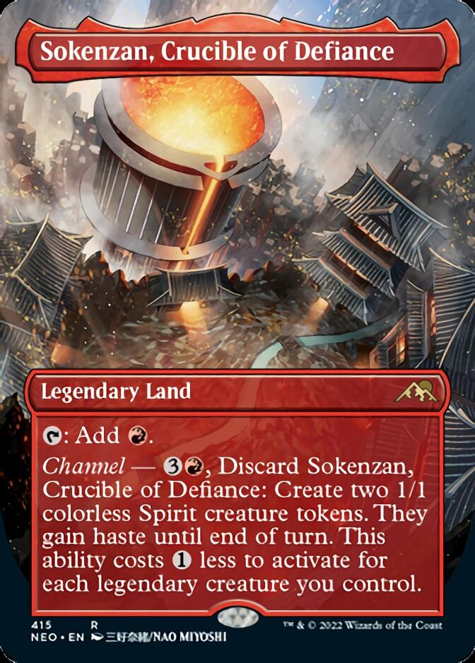 Sokenzan, Crucible of Defiance (Borderless Alternate Art) [Kamigawa: Neon Dynasty] - Destination Retro