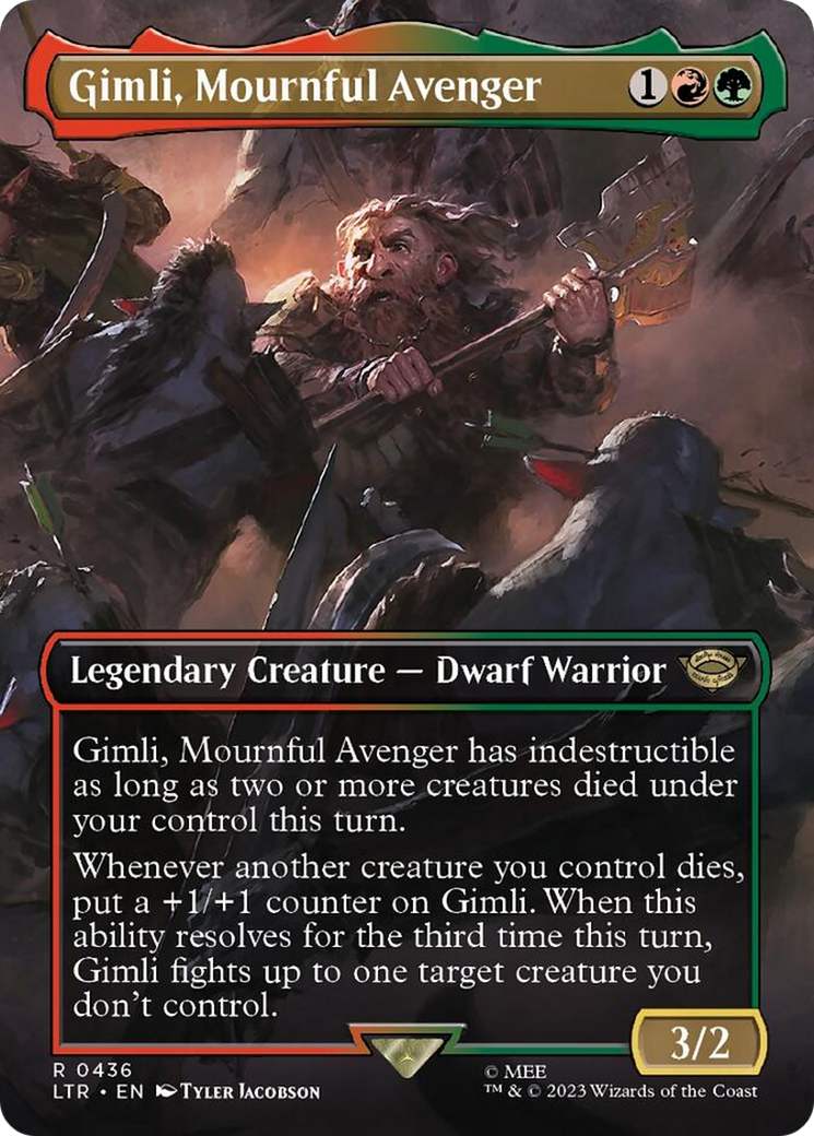 Gimli, Mournful Avenger (Borderless Alternate Art) [The Lord of the Rings: Tales of Middle-Earth] - Destination Retro
