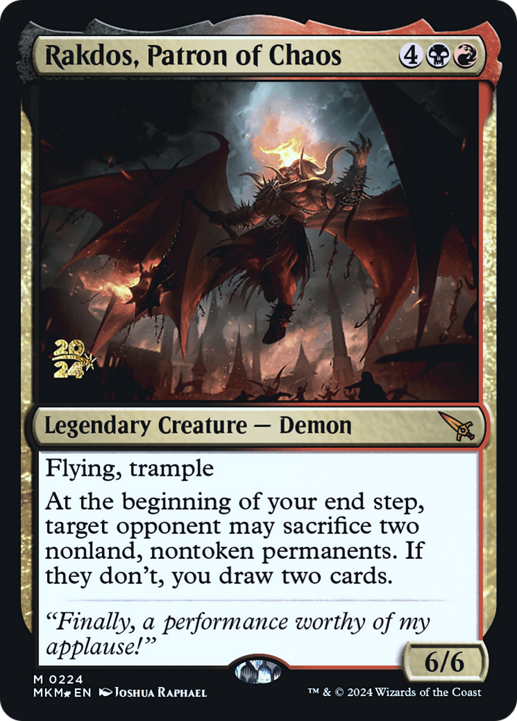 Rakdos, Patron of Chaos [Murders at Karlov Manor Prerelease Promos] - Destination Retro