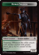 Human Soldier (0020) // Emblem - Tamiyo, Field Researcher Double-Sided Token [Innistrad Remastered Tokens] - Destination Retro