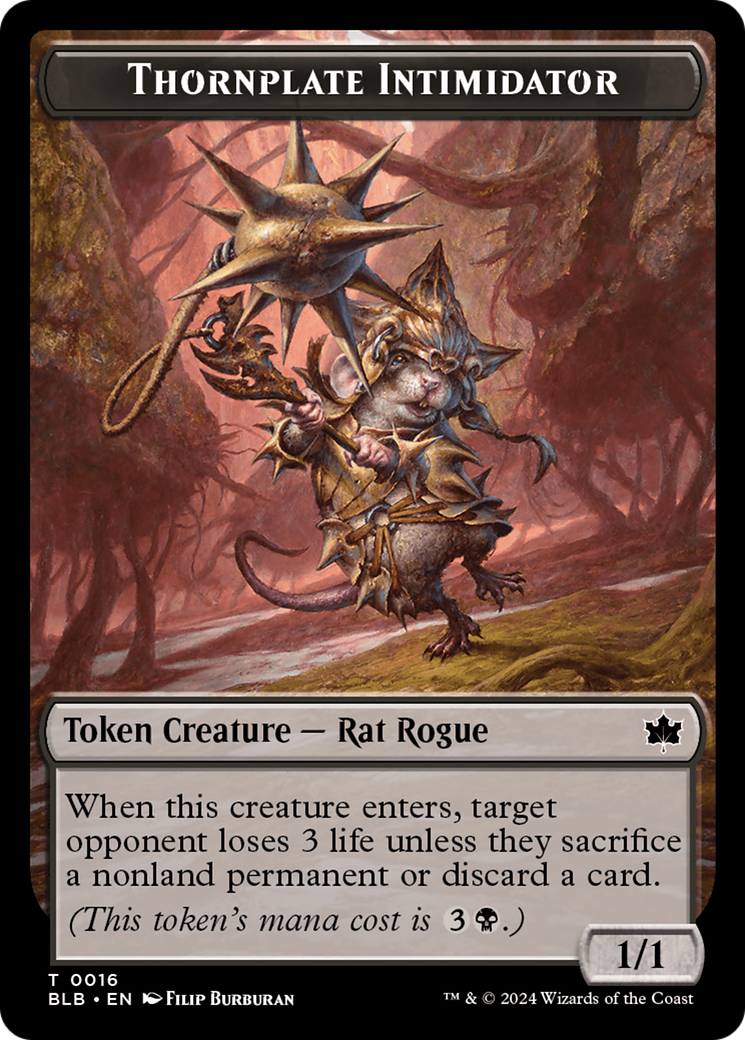 Otter // Thornplate Intimidator Double-Sided Token [Bloomburrow Tokens] - Destination Retro