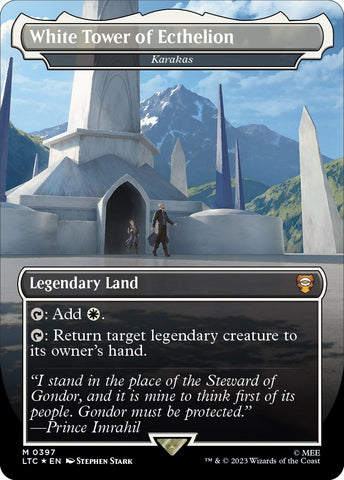 White Tower of Ecthelion - Karakas (Borderless) (Surge Foil Realms and Relics) [The Lord of the Rings: Tales of Middle-Earth Commander] - Destination Retro