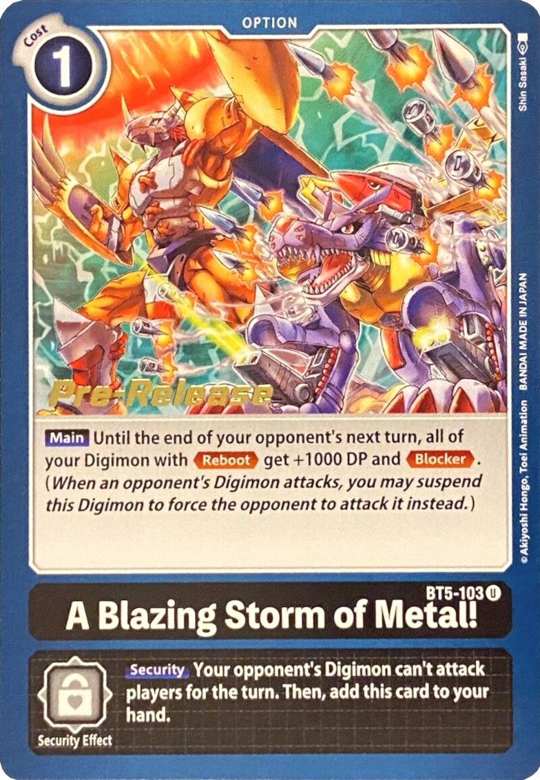 A Blazing Storm of Metal! [BT5-103] [Battle of Omni Pre-Release Promos] - Destination Retro