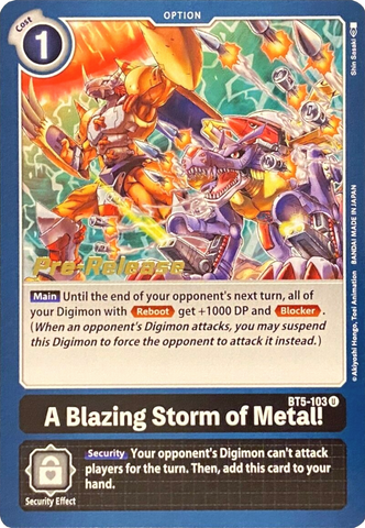 A Blazing Storm of Metal! [BT5-103] [Battle of Omni Pre-Release Promos] - Destination Retro