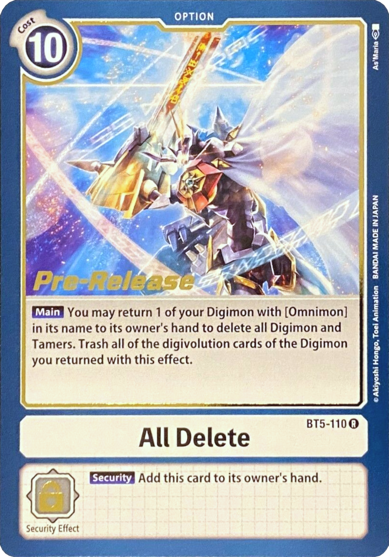 All Delete [BT5-110] [Battle of Omni Pre-Release Promos] - Destination Retro